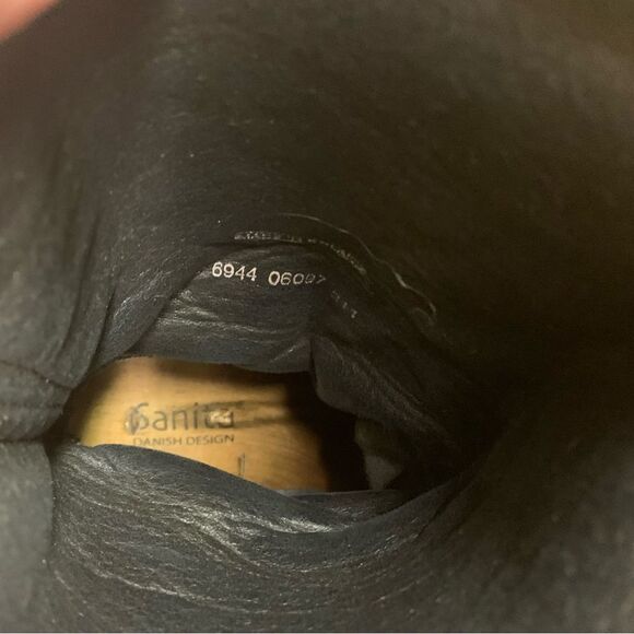 Sanita DANSKO black Leather & knit Wooden BOHO Clog Platform Heels Boots - Picture 7 of 8